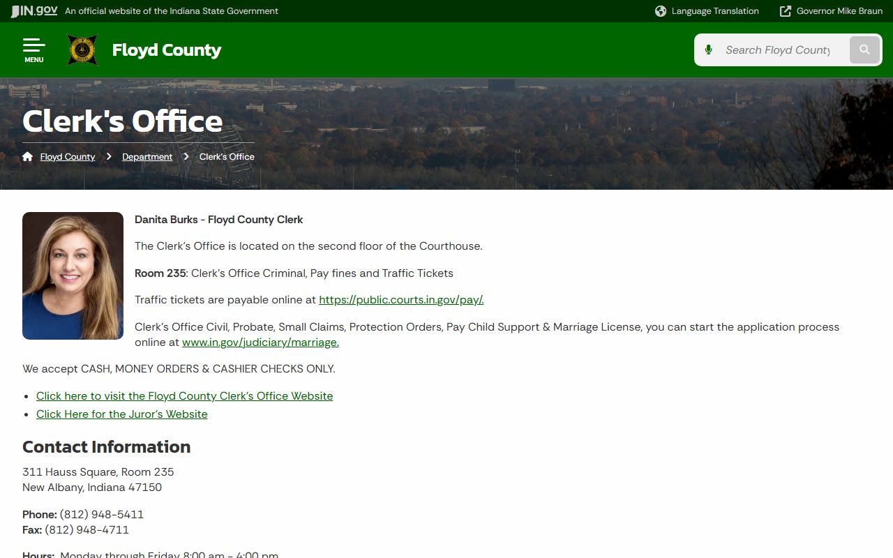 Floyd County Clerk records county government office page