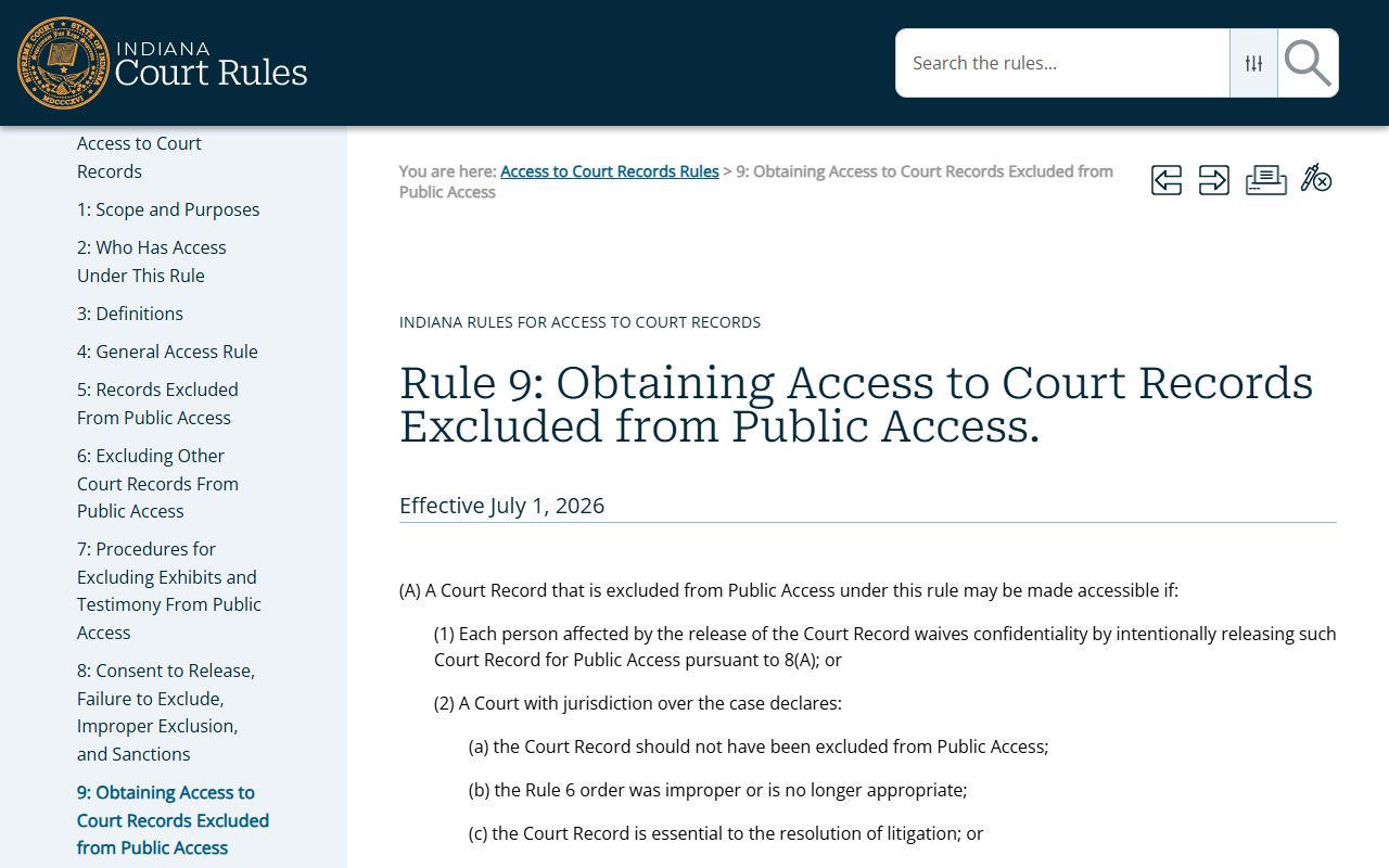 Floyd County arrest records Rule 9 access to excluded records