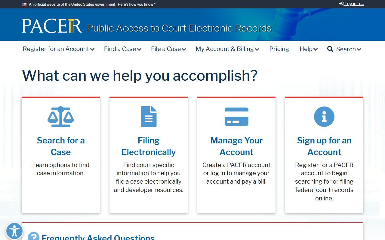 Floyd County court dockets PACER federal records access