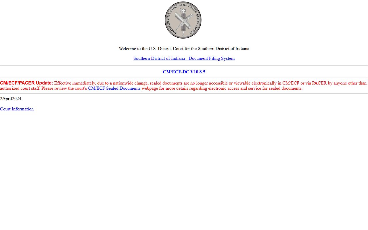 Floyd County court dockets Southern District CM ECF