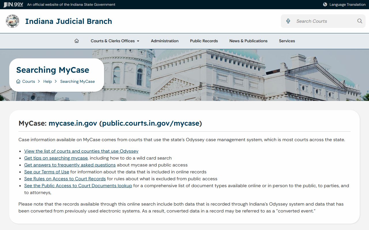 Floyd County court records MyCase help page