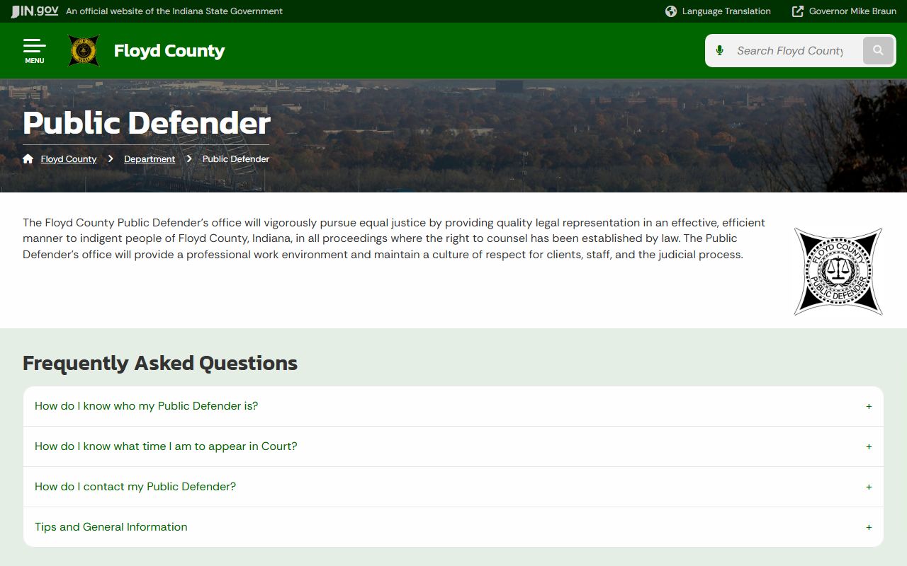 Floyd County criminal court records public defender page