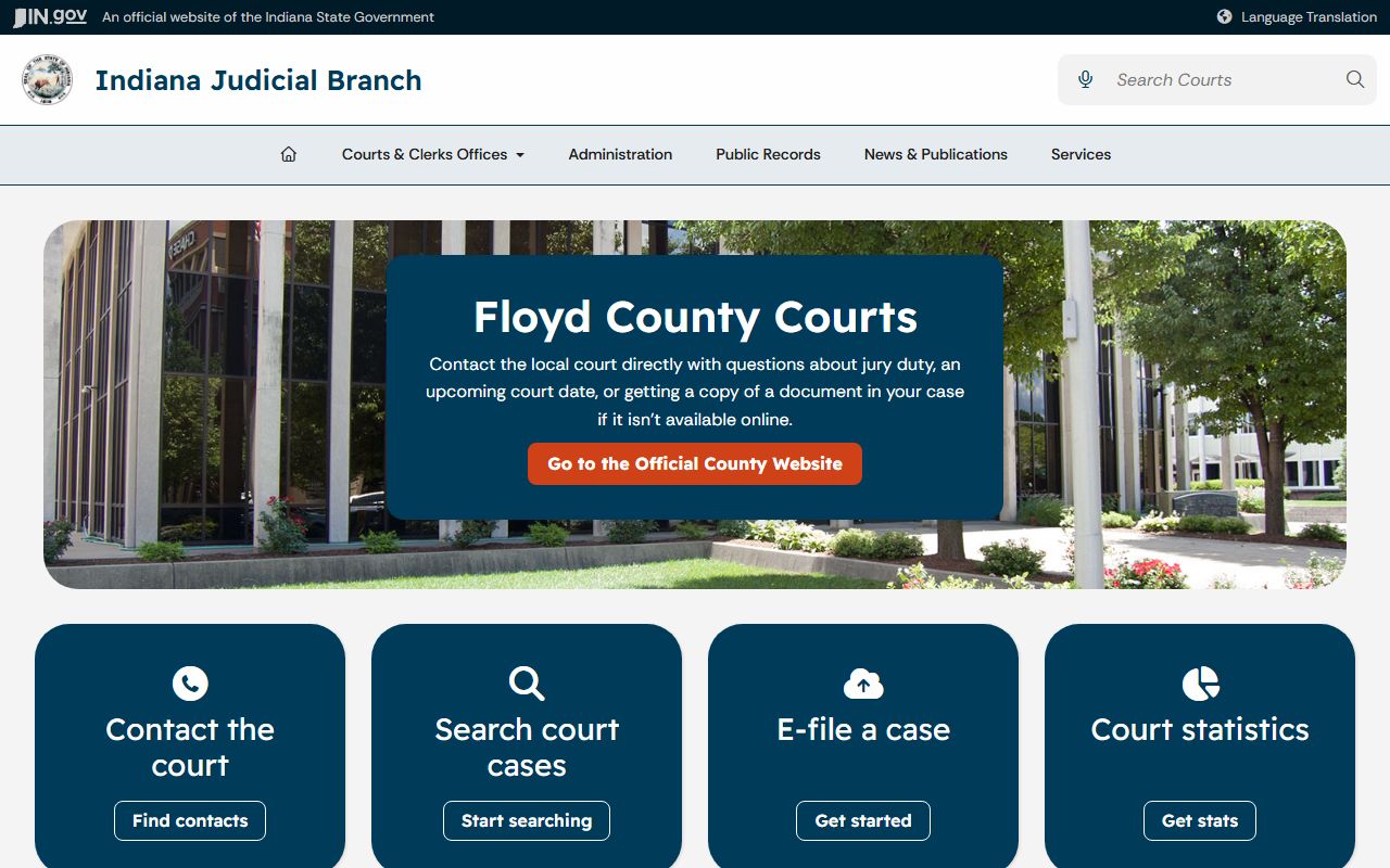 Floyd County court records on the Indiana Judicial Branch Floyd County page