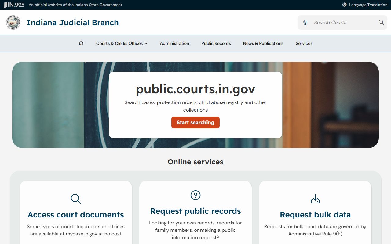 Floyd County court records public access resources from Indiana courts