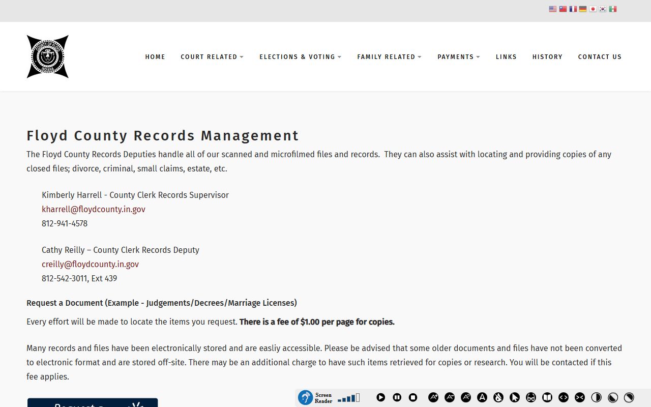 Floyd County marriage and divorce records court records management