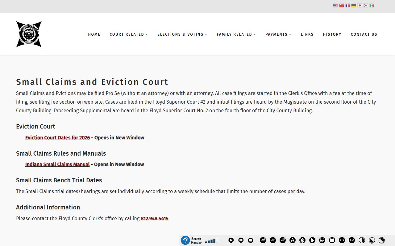 Floyd County probate records clerk court services page