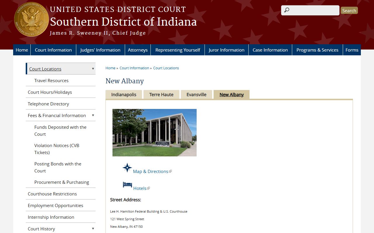 Floyd County probate records New Albany federal courthouse distinction