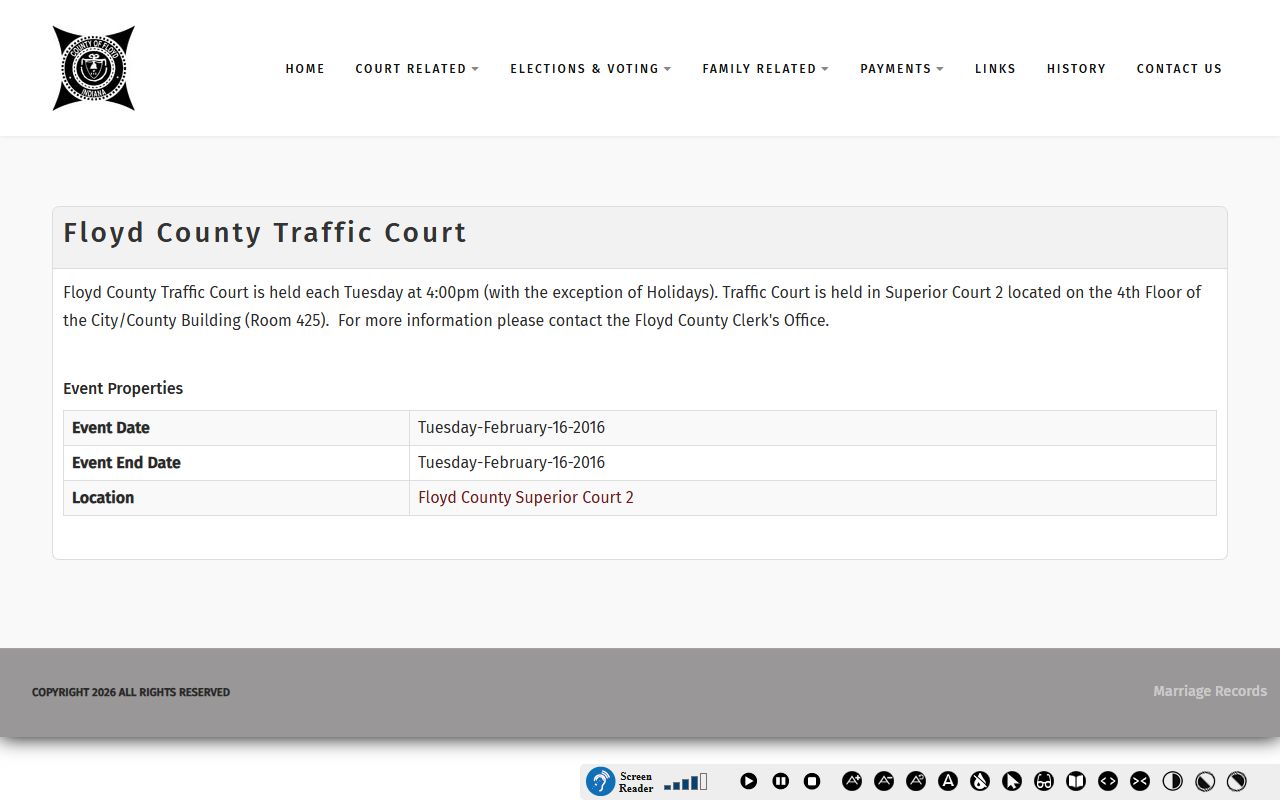 Floyd County traffic court records traffic court calendar