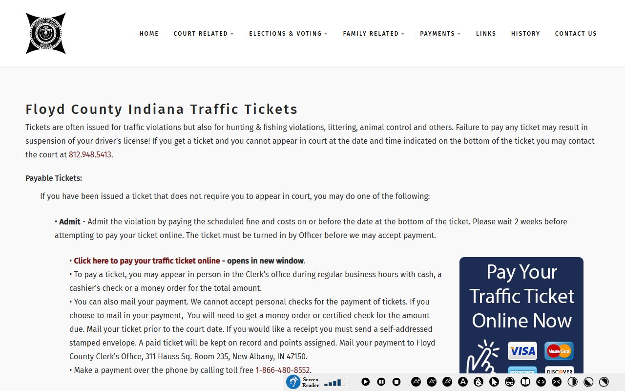 Floyd County traffic court records traffic ticket payment page