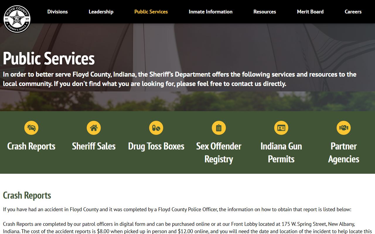Floyd County warrant records sheriff public services
